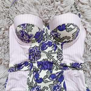 Anthropologie Purple Floral One Piece Swim